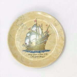 Praesidium MELAMINE Ornamin Sailing Ship Plate 4” Vintage